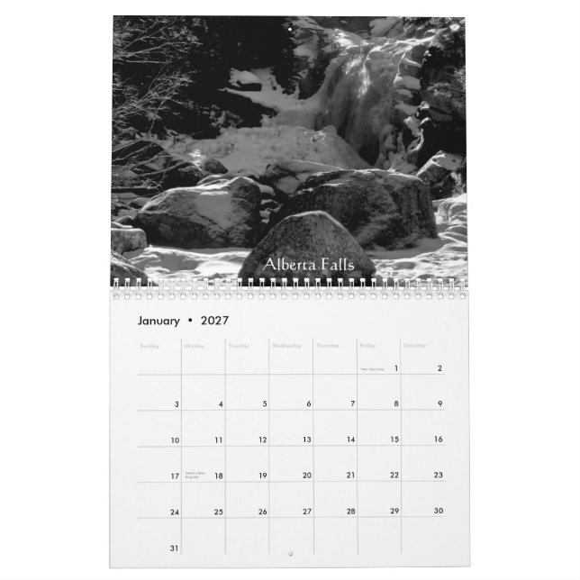 Nature's Refreshing Waters Calendar (Jan 2027)