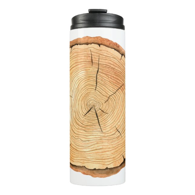 Nature's Rings: Tree Texture Triumph Thermal Tumbler (Front)