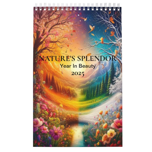 Nature's Splendor Year i2025 Serene Botanical Land Calendar (Cover)