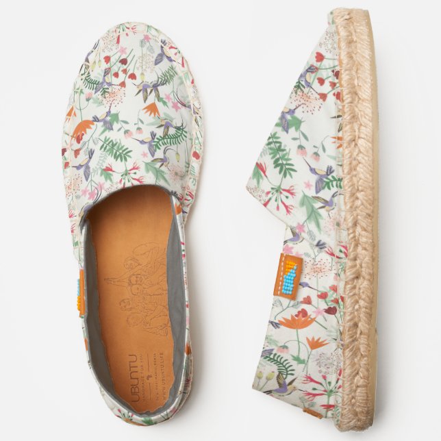 Nature's Spring Garden | Country Floral With Birds Espadrilles (Side)