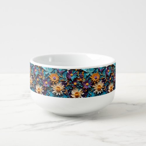 Natures Symphony Quilled Floral Paper Art Soup Mug