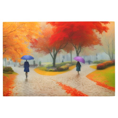 Natures Symphony Rainy Walk through Foliage Metal Print