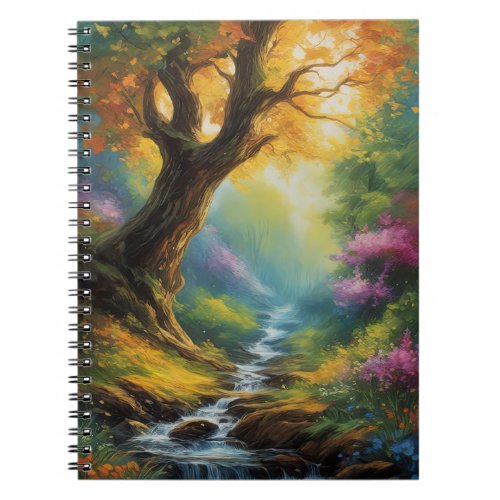 Natures Symphony Stream and Vibrant Forest Notebook