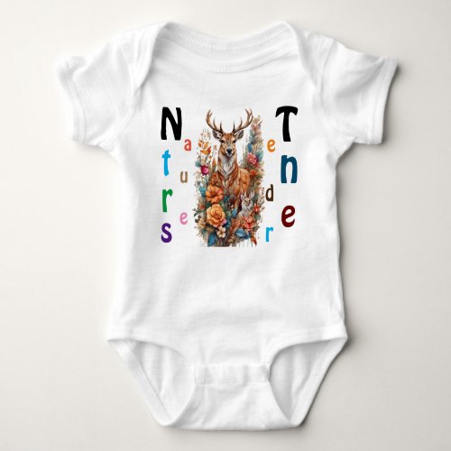 Natures TenderMajestic Deer and Fawn Blossoms Baby Bodysuit