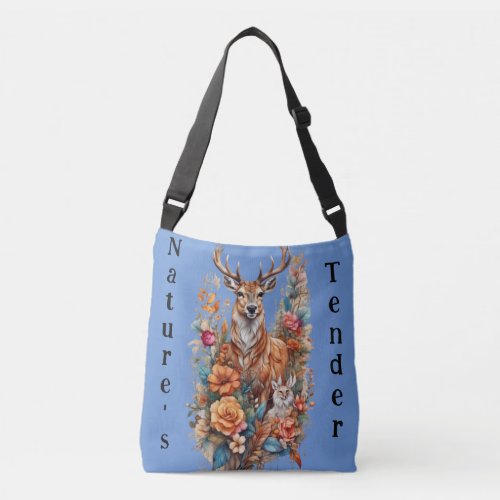 Natures TenderTranquil Deer and Fawn Meadows Crossbody Bag