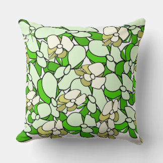 Nature's Touch: Green Floral Design Pillow
