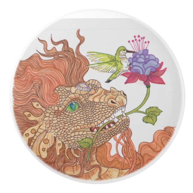 Nature's Treasures Dragon Ceramic Knob (Front)