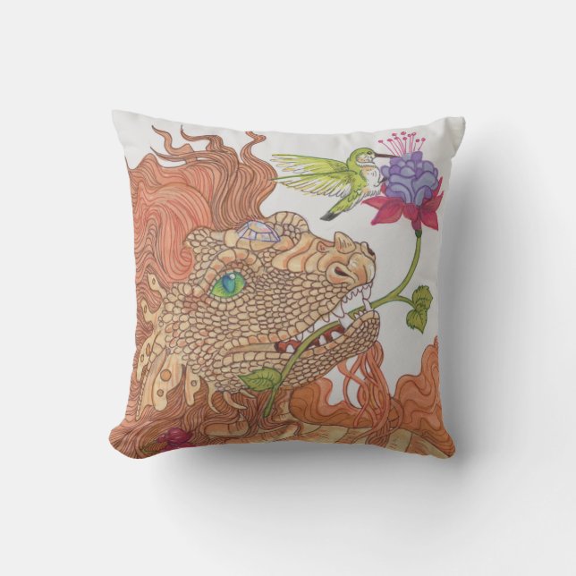 Nature's Treasures Dragon Throw Pillow (Front)