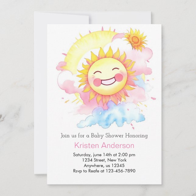 Nature's Warmth and Sunshine Boho Girl Baby Shower Invitation (Front)