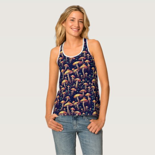 Natures Whimsy Mushrooms Pattern Tank Top
