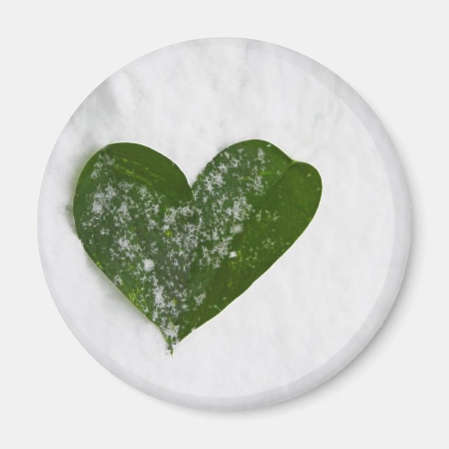 Nature's Winter Snow Romantic Heart of Love Magnet (Front)