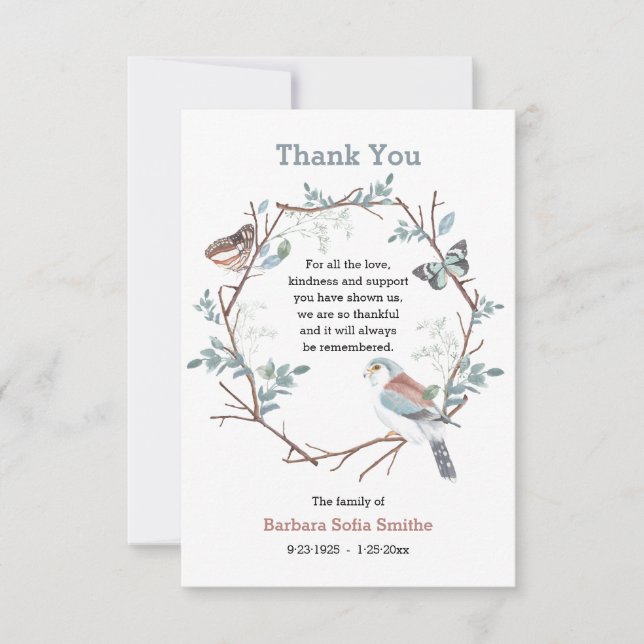Nature's Wreath Bereavement Thank You Card (Front)