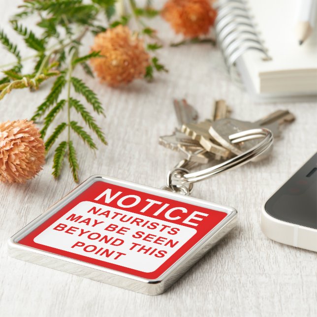 Naturist Camp/Beach Sign Keychain (Side)