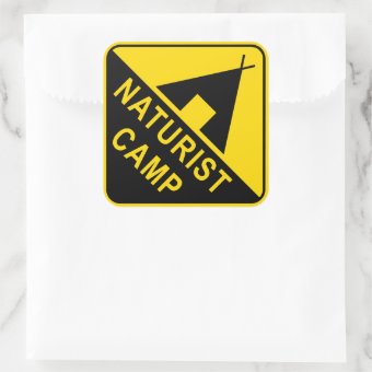 Naturist Camp, Camping Sign Square Sticker | Zazzle