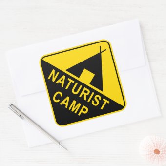 Naturist Camp, Camping Sign Square Sticker | Zazzle