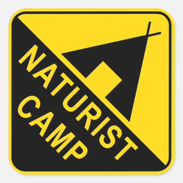 Naturist Camp, Camping Sign Square Sticker (Front)