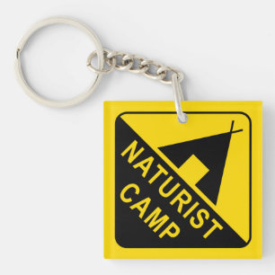 Naturist Camp, Yellow Diamond Sign Keychain