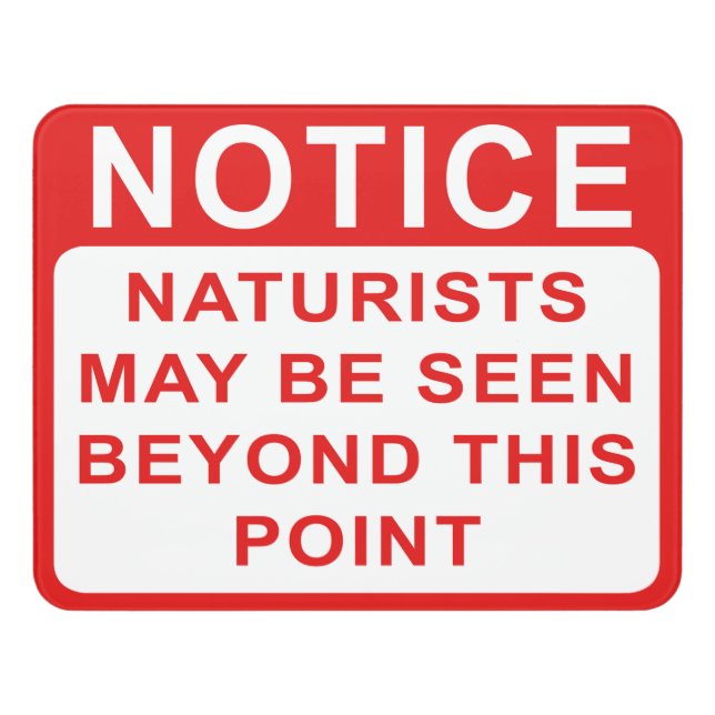 Naturist - Warning Sign Notice (Contemporary Front)