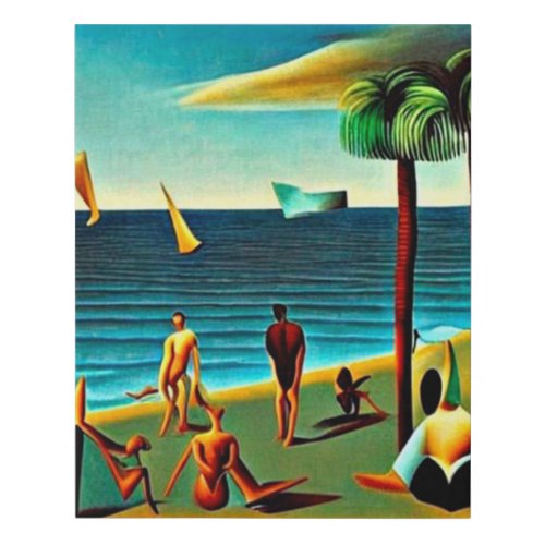 Naturists on the beach faux canvas print