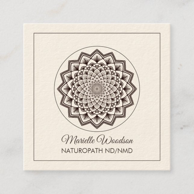 Naturopathic Doctor Mandala | Cream Square Business Card (Front)