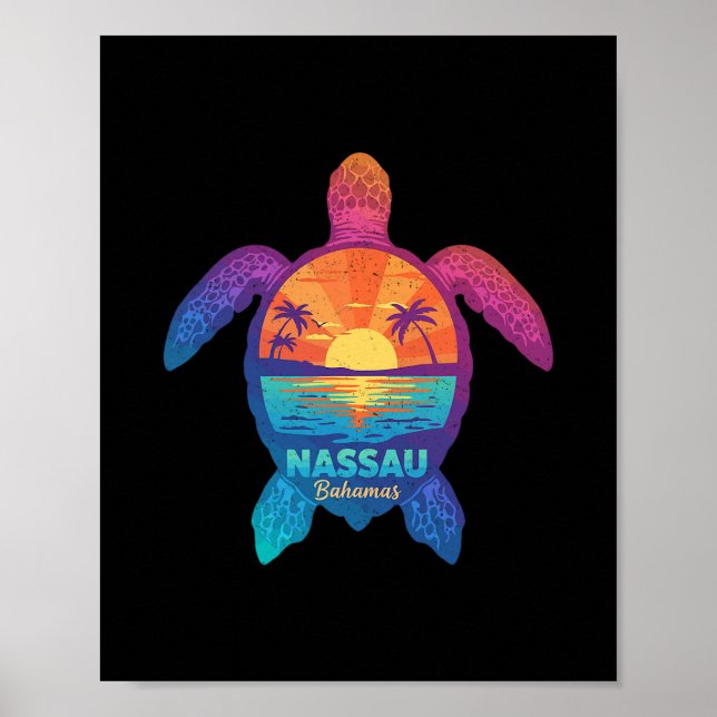 Nau Hamas Tie Dye Sea Turtle Hamas Beach Vacation  Poster (Front)