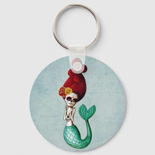 Nauctical Day of The Dead Lovely Mermaid Keychain