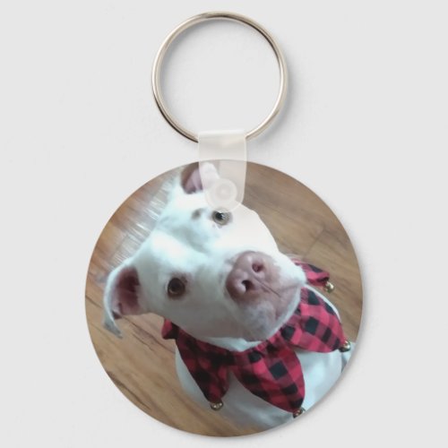 Nauga le chien blanc  keychain