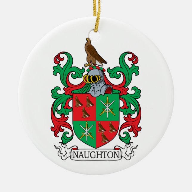 Naughton Family Crest Ceramic Ornament (Front)