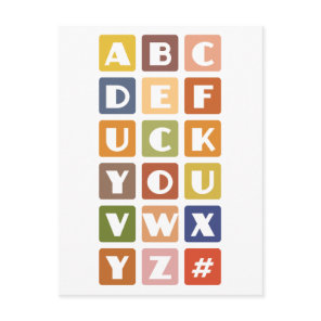 Naughty Alphabets custom postcard