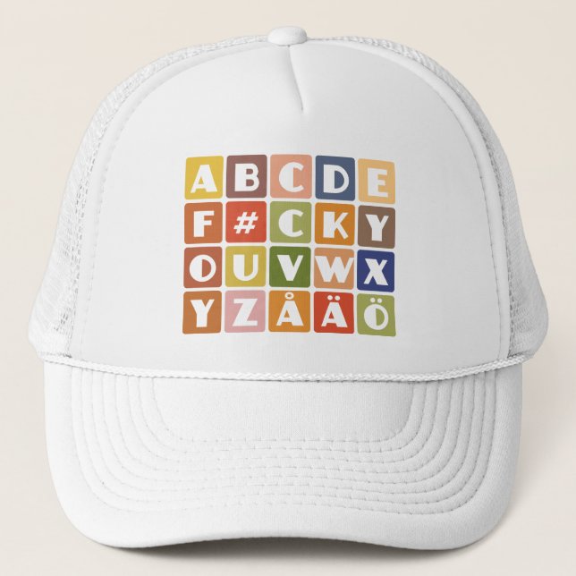 Naughty Alphabets hat - choose color (Front)