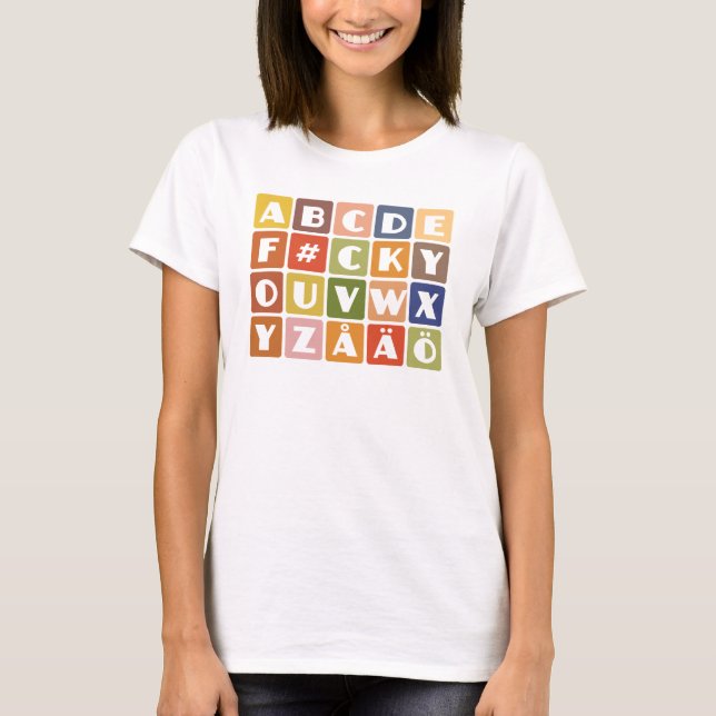Naughty Alphabets shirt – choose style & color (Front)