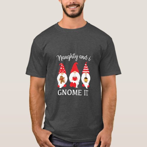 Naughty And I Gnome It Christmas Gnomes T_Shirt