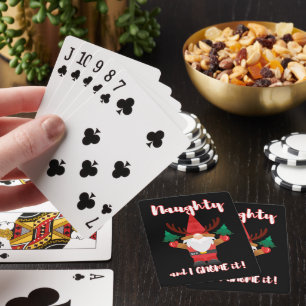 NAUGHTY AND I GNOME IT funny christmas Poker Cards