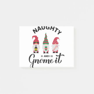Naughty and I gnome it. Funny Christmas quote for Post-it Notes