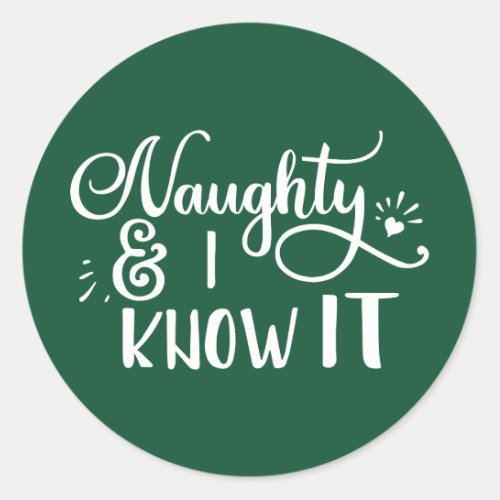 naughty and I know it Funny Christmas Classic Round Sticker