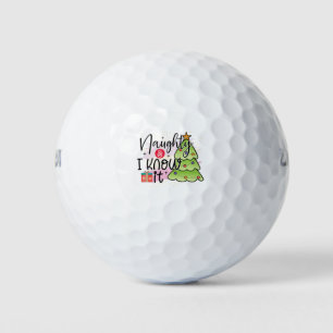Naughty And I Know It - Funny Christmas Golf Balls