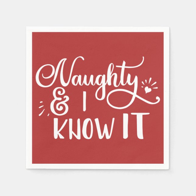 naughty and I know it Funny Christmas Napkins (Front)