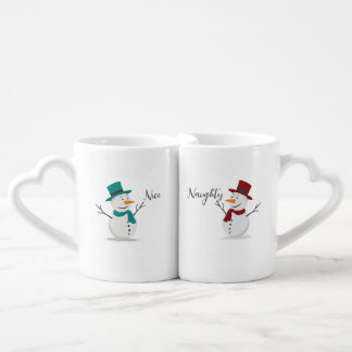 Naughty and Nice Christmas Mugs Gift Set - Snowmen