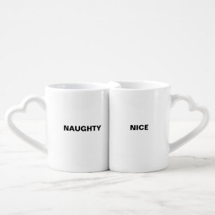 Naughty and Nice Couple Christmas His Hers Santa Coffee Mug Set