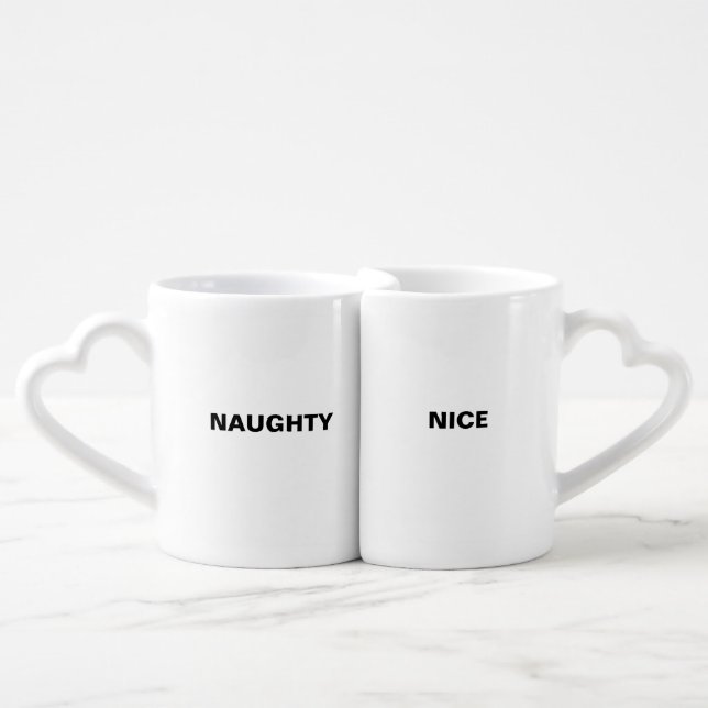 Naughty and Nice Couple Christmas His Hers Santa Coffee Mug Set (Front Nesting)
