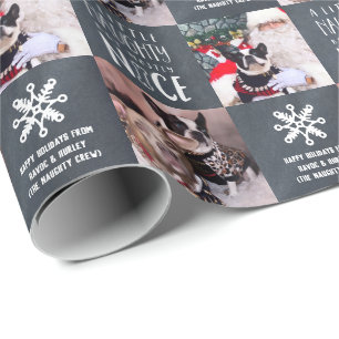 Naughty and Nice Custom 2 Photo Pet Dog Wrapping Paper