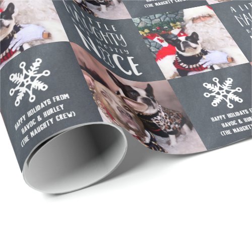 Naughty and Nice  Custom 2 Photo Pet Dog Wrapping Paper
