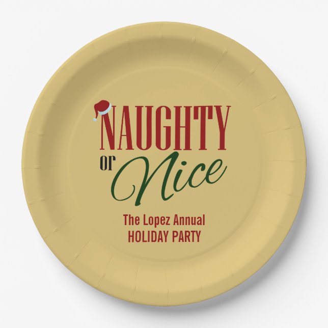 Naughty and Nice Holiday Paper Plates (Front)