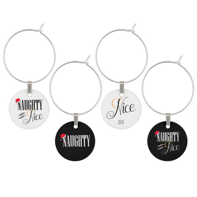 Naughty and Nice Holiday Party Wine Charm (Staggered)