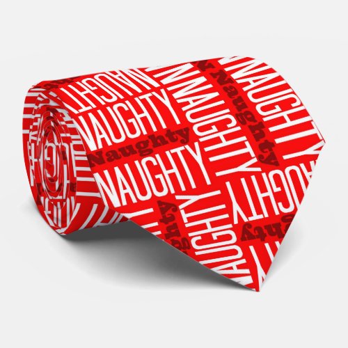 Naughty and Nice Red White Christmas Novelty Neck Tie