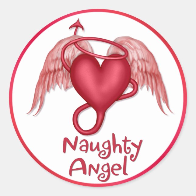 Naughty Angel Classic Round Sticker (Front)