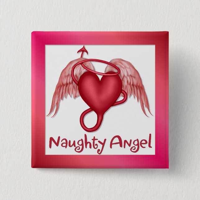 Naughty Angel Pinback Button (Front)