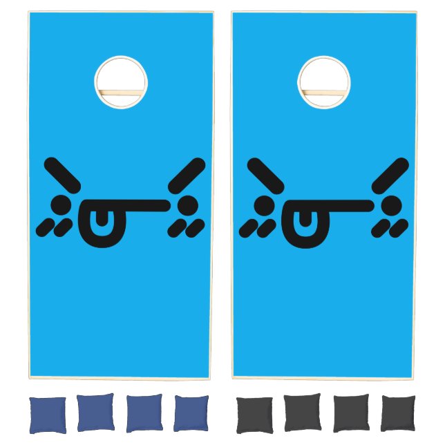 Naughty Angry Face Blue Cornhole Set (Set)