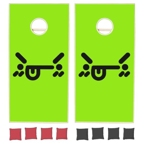 Naughty Angry Face Green Cornhole Set