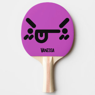 Naughty Angry Face Purple with Name Ping Pong Paddle